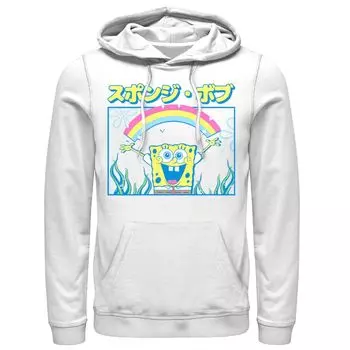Мужская толстовка с капюшоном и плакатом «Губка Боб Квадратные Штаны» с радужным кандзи Nickelodeon