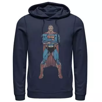 Мужская толстовка с капюшоном и плакатом в стиле комиксов DC Superman Power Stance, Blue DC Comics, синий