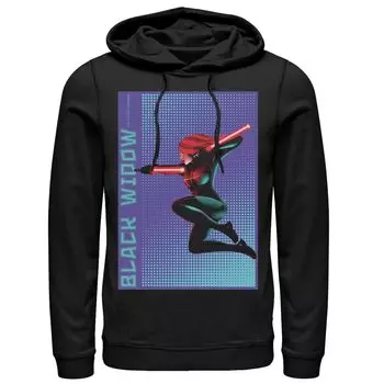 Мужская толстовка с капюшоном и плакатом в стиле поп-арт Black Widow Halftone Marvel