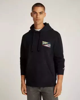 Мужская толстовка с капюшоном и принтом на спине Tommy Jeans, черный