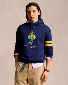 Мужская толстовка с капюшоном и принтом Polo Bear Polo Ralph Lauren, темно-синий