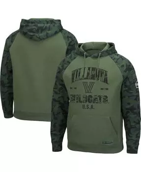 Мужская толстовка с капюшоном и принтом реглан villanova wildcats oht оливкового и камуфляжного цвета в стиле милитари Colosseum, мульти