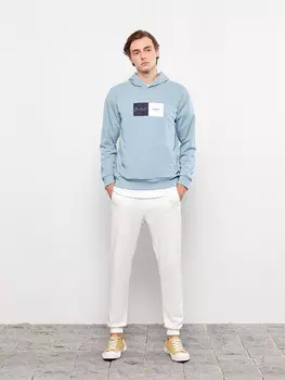 Мужская толстовка с капюшоном и принтом с длинным рукавом LCW Casual