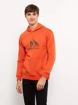 Мужская толстовка с капюшоном и принтом с длинным рукавом LCW Casual