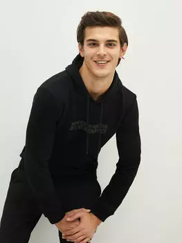 Мужская толстовка с капюшоном и принтом с длинным рукавом LCW Casual