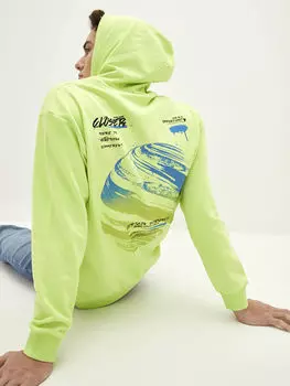 Мужская толстовка с капюшоном и принтом с длинным рукавом LCW Casual