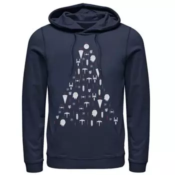 Мужская толстовка с капюшоном и рисунком «Рождественская елка» с украшениями в виде кораблей Star Wars