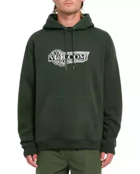 Мужская толстовка с капюшоном и рисунком спереди Volcom, темно-зеленый