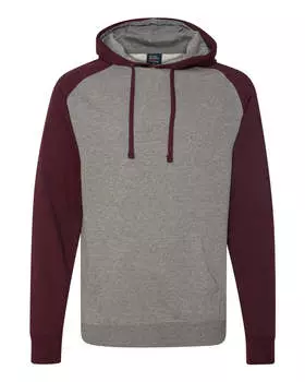 Мужская толстовка с капюшоном и рукавами реглан Independent Trading Co., цвет gunmetal heather/ burgundy heather