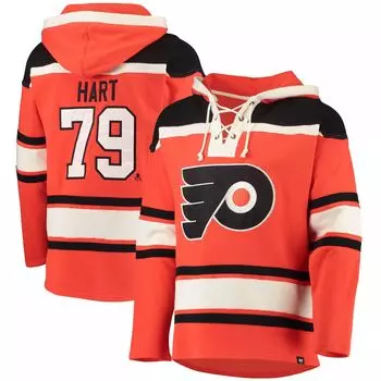 Мужская толстовка с капюшоном и шнуровкой с именем и номером игрока Carter Hart Orange Philadelphia Flyers '47