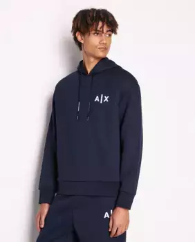 Мужская толстовка с капюшоном и стеганым эффектом Armani Exchange, темно-синий