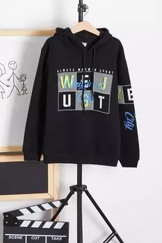 Мужская толстовка с капюшоном и текстовым принтом 14171 My Serenad