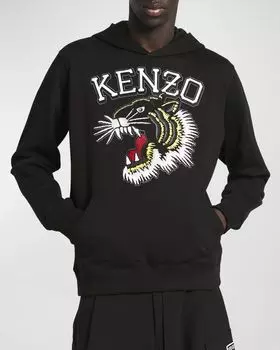 Мужская толстовка с капюшоном и вышивкой Tiger Varsity Kenzo, цвет Black