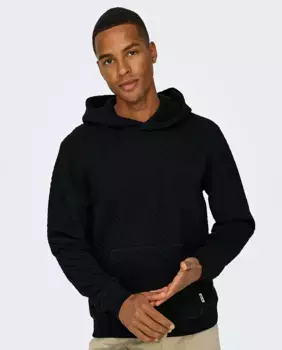 Мужская толстовка с капюшоном из 100% хлопка Only & Sons, черный