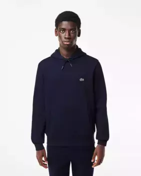 Мужская толстовка с капюшоном из флиса Lacoste, темно-синий