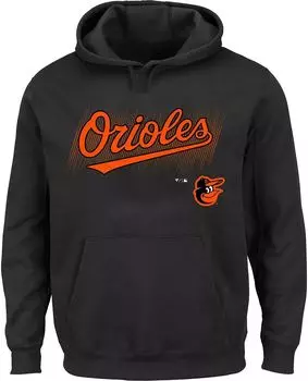 Мужская толстовка с капюшоном из флиса MLB Baltimore Orioles, черная, большая и высокая