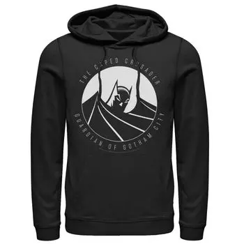 Мужская толстовка с капюшоном из комиксов DC Batman The Caped Crusader с текстовым плакатом Licensed Character, черный