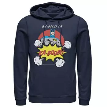 Мужская толстовка с капюшоном из комиксов DC Бэтмен Ка-Бум в стиле поп-арт и текстовым плакатом, Blue DC Comics, синий