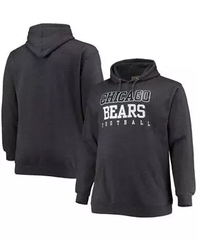 Мужская толстовка с капюшоном из меланжевого древесного угля chicago bears practice для больших и высоких размеров Fanatics, мульти