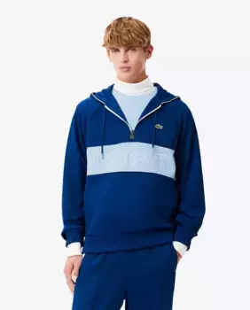 Мужская толстовка с капюшоном из ткани интерлок Paris Lacoste, синий