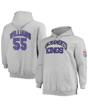 Мужская толстовка с капюшоном jason williams heather grey sacramento kings big and tall с именем и номером Mitchell & Ness, мульти