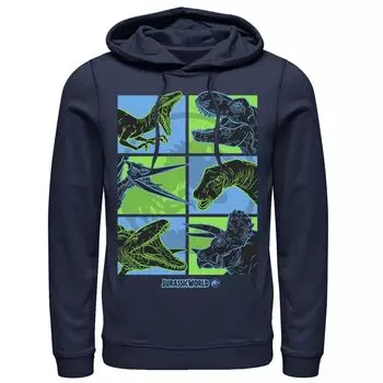 Мужская толстовка с капюшоном Jurassic World Two Dino Faces Comic Pop, Blue Licensed Character, синий