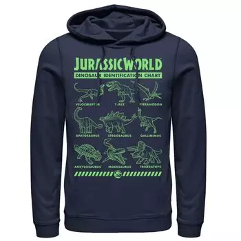 Мужская толстовка с капюшоном Jurassic World Two Dino Gradient ID Chart Licensed Character, синий