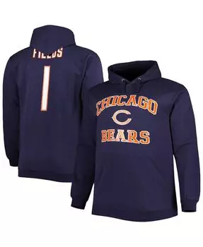 Мужская толстовка с капюшоном justin fields navy chicago bears big and tall из флиса с именем и номером Profile, синий