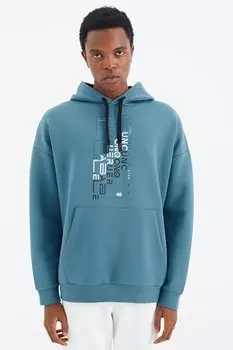 Мужская толстовка с капюшоном лесно-зеленого цвета и принтом TOMMYLIFE