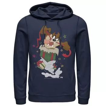 Мужская толстовка с капюшоном Looney Tunes Christmas Taz Ripping Presents Licensed Character