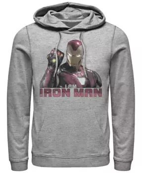 Мужская толстовка с капюшоном Marvel Avengers: Финал, I Am Iron Man Gauntlet Fifth Sun, серый