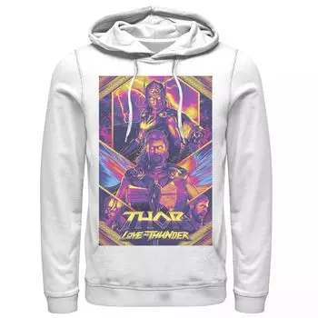 Мужская толстовка с капюшоном Marvel Thor Love And Thunder, неоновый постер «Тор и женский Тор» Licensed Character