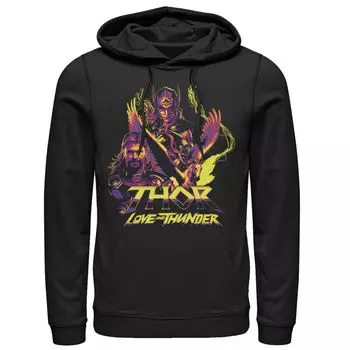 Мужская толстовка с капюшоном Marvel Thor Love And Thunder Thunder с изображением пирамиды Тора и женского Тора Licensed Character