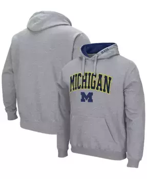 Мужская толстовка с капюшоном Michigan Wolverines Arch Logo 3.0 Pullover Hoodie Colosseum, серый