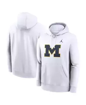 Мужская толстовка с капюшоном Michigan Wolverines Primetime Evergreen Club Fleece Jordan, белый