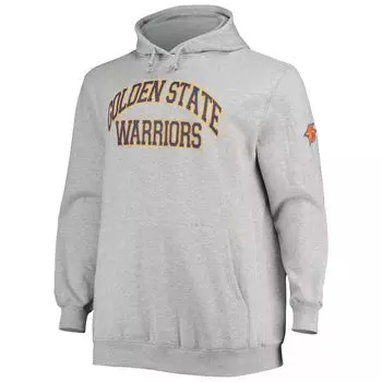 Мужская толстовка с капюшоном Mitchell & Ness Baron Davis Heathered Grey Golden State Warriors Big & Tall Name & Number