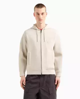 Мужская толстовка с капюшоном на молнии Emporio Armani, бежевый