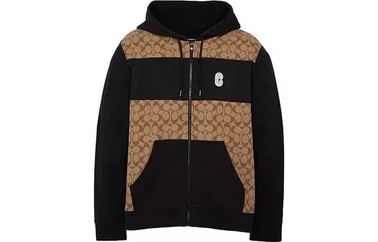 Мужская толстовка с капюшоном на молнии Signature цвета хаки Coach, хаки
