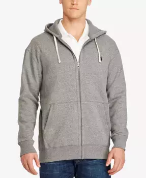 Мужская толстовка с капюшоном на молнии Signature Fleece больших размеров Big & Tall Polo Ralph Lauren, серый