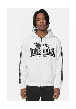 Мужская толстовка с капюшоном на молнии, стандартного кроя SELATTYN LONSDALE, бело-черный