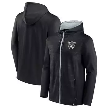 Мужская толстовка с капюшоном на молнии во всю длину с логотипом Fanatics Las Vegas Raiders Ball Carrier черного/серебристого цвета