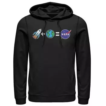 Мужская толстовка с капюшоном NASA Rocket Plus Planet Earth Equals NASA Emoji Licensed Character