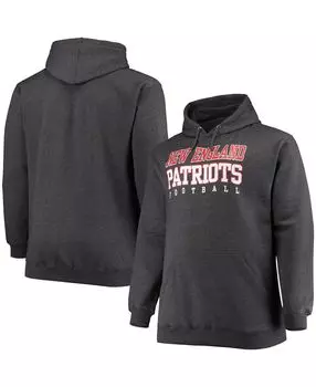 Мужская толстовка с капюшоном new england patriots practice из меланжевого древесного угля для больших и высоких размеров Fanatics, мульти