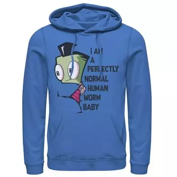 Мужская толстовка с капюшоном Nickelodeon Invader Zim I Am Perfectly Normal Human Worm Baby Portrait Licensed Character