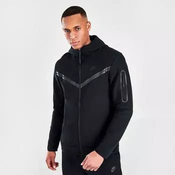 Мужская толстовка с капюшоном Nike Sportswear Tech Fleece с молнией во всю длину, черный