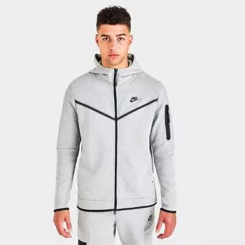 Мужская толстовка с капюшоном Nike Sportswear Tech Fleece с молнией во всю длину, серый