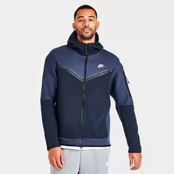 Мужская толстовка с капюшоном Nike Sportswear Tech Fleece с молнией во всю длину, синий