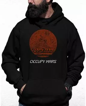 Мужская толстовка с капюшоном occupy mars word art LA Pop Art, черный