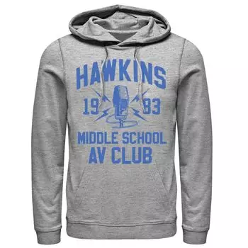 Мужская толстовка с капюшоном "Очень странные дела" Hawkins Middle School AV Club 1983 Licensed Character