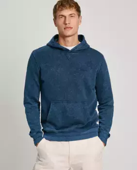 Мужская толстовка с капюшоном, окрашенная в готовом виде Pepe Jeans, синий
